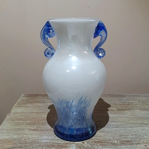 Other - Like New Blue & White Decorative Glass Vase